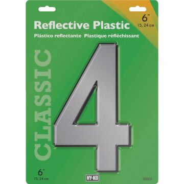 HY-KO Hy-Ko 6 In. Reflective Plastic Number 4