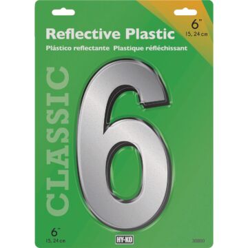 HY-KO Hy-Ko 6 In. Reflective Plastic Number 6