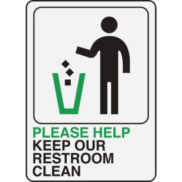 HY-KO Hy-Ko Please Help Keep Restroom Clean Sign