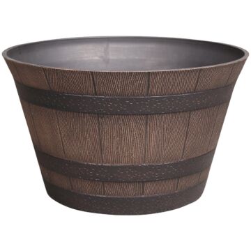 Southern Patio Resin Whiskey Barrel Planter (Kentucky Walnut) 9 in. x 15-1/2 in.
