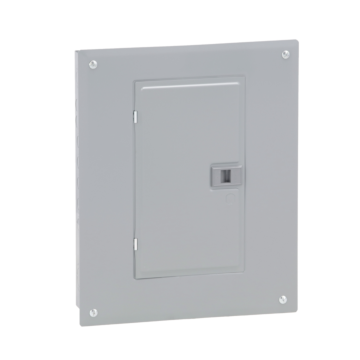 Square D Load center, Homeline, 1 phase, 12 spaces, 24 circuits, 100A convertible main breaker, PoN, NEMA1, combo cover