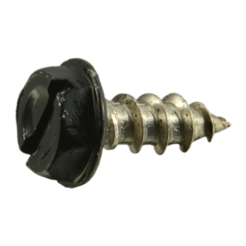#10 x 1/2" Slotted Hex Washer Head, Sheet Metal Screw, Stainless Steel, Black 