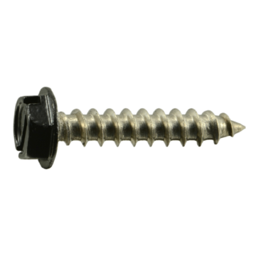 #10 x 1" Slotted Hex Washer Head, Sheet Metal Screw, Stainless Steel, Black 