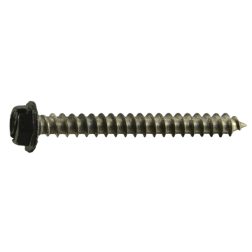 #8 x 1-1/2" Slotted Hex Washer Head, Sheet Metal Screw, Stainless Steel, Black 