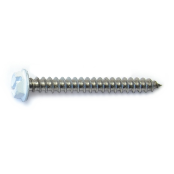 #8 x 1-1/2" Slotted Hex Washer Head, Sheet Metal Screw, Stainless Steel, White 
