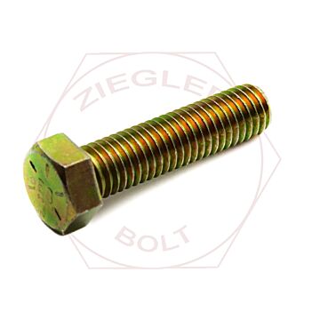 Steel Yellow Zinc Hex Tap Bolt 1/4"-20 x 2" Gr 8