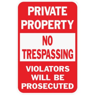 HY-KO Hy-Ko Heavy-Duty Aluminum Sign, Private Property No Trespassing