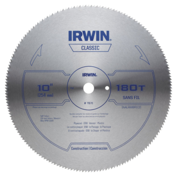Irwin 10-Inch Miter Saw Blade, Classic Series, Steel Table