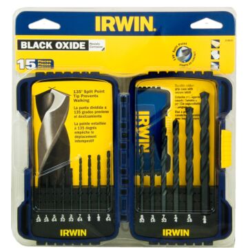 Irwin IRWIN Black Oxide Metal Index Drill Bit Set, 15Pc