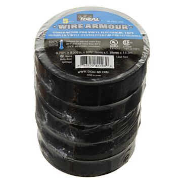 Ideal Industries Pro Vinyl Tape 3/4"x60' blk 5pk