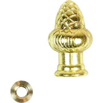 Jandorf Brass Acorn Lamp Finial with Reducer