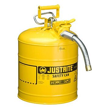 JustRite 5 Gallon, 1" Metal Hose, Steel Safety Can for Diesel, Type II, AccuFlow™, Yellow - 7250230