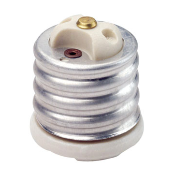 Leviton Mogul-Medium Base, One-Piece, Adapters and Extensions, Incandescent, Glazed Porcelain Lampholder,  , To Be Used in Porcelain Sockets Only - White