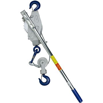 Lug-All 2 ton 2000 lb 20 ft Single Line 10 ft Double Line Heavy Duty Ratcheting Cable Hoist/Puller