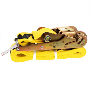 Ancra Cargo Heavy-Duty Ratchet Tie-Down w/ Flat Hooks (Yellow) 4 in. x 30 ft