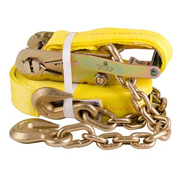 Ancra Cargo Ancra 500 Series 45982-15 Strap, 2 in W, 27 ft L, Polyester, Yellow, 3333 lb Working Load, Chain Anchor End