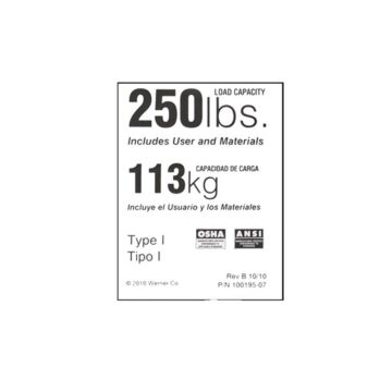 Werner 250 lb LeanSafe Ladder Label