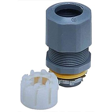 Arlington Industries Low-profile non-metallic, liquid-tight, oil-tight, and strain relief cord connector furnished with a sealing ring and locknut. Supports .100 to .300 cord range. Includes assembled LPCG50 UF grommet 14/2 to 12/2 and cord grommet .100 t