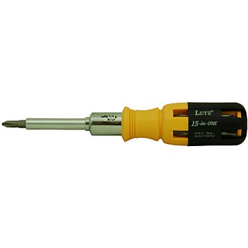Lutz Gorilla Glue Imprinted Chrome Vanadium Steel Yellow 15-in-1 Imprinted Screwdriver