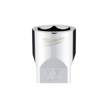 Milwaukee 1/4" Drive 15mm Metric Socket with FOUR FLAT™ Sides