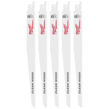 Milwaukee 9" 6 TPI Fleam Ground SAWZALL® Blade for Clean Wood (5 PK)