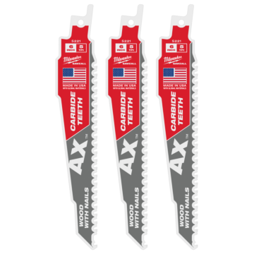 Milwaukee 6" 5 TPI AX™ with Carbide Teeth SAWZALL® Blade for Wood with Nails (3 PK)