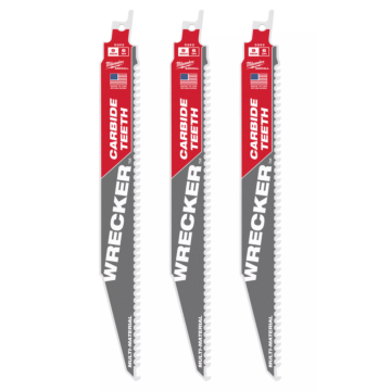 Milwaukee 9" 6 TPI WRECKER™ with Carbide Teeth SAWZALL® Blade for Multi-Material (3 PK)