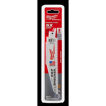 Milwaukee 6" 7/11 TPI WRECKER™ SAWZALL® Blade for Multi-Material (5 PK)