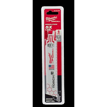 Milwaukee 6" 18 TPI TORCH™ SAWZALL® Blade for Medium Metal (5 PK)