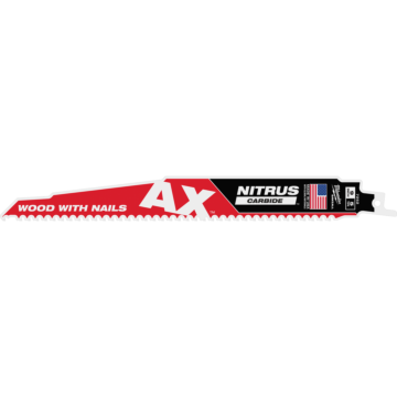 Milwaukee 5 TPI AX™ w/ NITRUS™ Carbide Teeth SAWZALL Blade for Wood - 9  in.