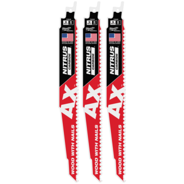 9" 5 TPI AX™ w/NITRUS™ Carbide Teeth SAWZALL® Blade for Wood with Nails 3PK