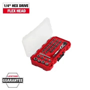 Milwaukee 1/4 in. Hex Drive Mini Flex Head Ratchet & Bit Set (44pc)