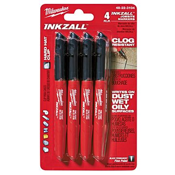 Milwaukee 4PK INKZALL™ Black Fine Point Marker