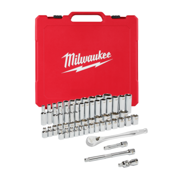 Milwaukee 3/8" Drive 56pc Ratchet & Socket Set with FOUR FLAT™ SIDES - SAE & Metric