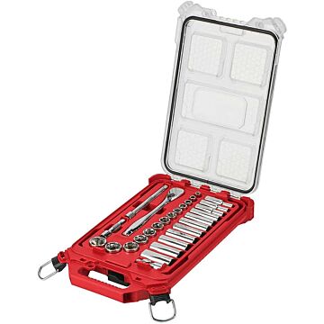 Milwaukee SAE Ratchet & Socket Set w/ Organizer (28pc) 3/8 in.