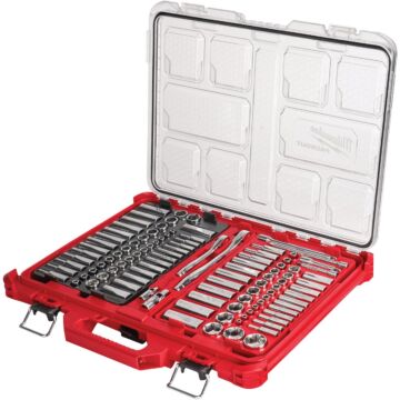 Milwaukee 106pc 1/4" and 3/8" Metric & SAE Ratchet and Socket Set with PACKOUT™ Low-Profile Organizer