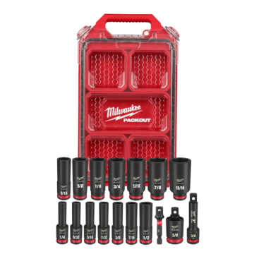 Milwaukee 17PC SHOCKWAVE™ Impact Duty Socket 3/8” Drive SAE Set with PACKOUT™