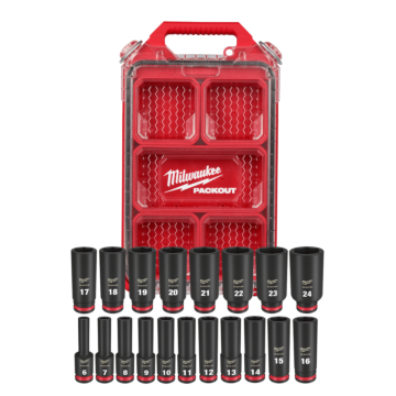 Milwaukee 19PC SHOCKWAVE™ Impact Duty Socket 3/8” Drive MM Set with PACKOUT™