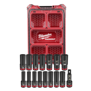 Milwaukee SHOCKWAVE™ Impact Duty Socket 1/2 in. Drive MM Set w/ PACKOUT™ (16pc)