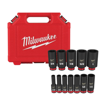 Milwaukee 12PC SHOCKWAVE™ Impact Duty 3/8" Drive SAE Deep 6 Point Socket Set