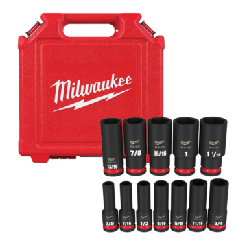 Milwaukee 12PC SHOCKWAVE™ Impact Duty 1/2" Drive SAE Deep 6 Point Socket Set