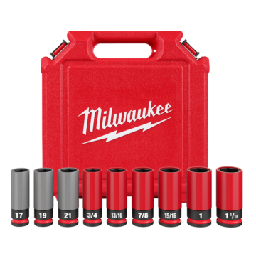 Milwaukee SHOCKWAVE™ Impact Duty 1/2 Drive SAE & Metric 9PC Lug Nut Wheel Socket Set