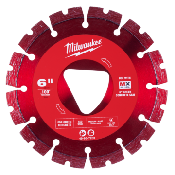 Milwaukee Red 6” x .100” Diamond Blade for Green Concrete