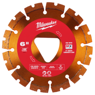 Milwaukee Orange 6” x .100” Diamond Blade for Green Concrete
