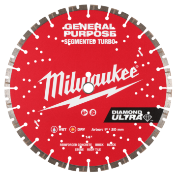 Milwaukee 14" DIAMOND ULTRA™ Segmented Turbo, General Purpose Diamond Blade