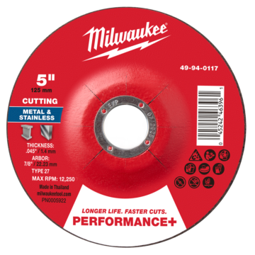Milwaukee Type 27 Performance+ Metal Cut-Off Wheel - 5 in. x .045 in. x 7/8 in. P