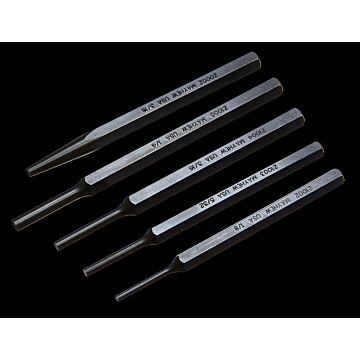 Mayhew Tools Round Alloy Steel BlackOxide Pin Pneumatic Punch Set