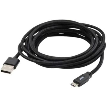 MOBILESPEC® 10 ft Nylon Wrapped BlackUSB Charge and Sync Cable