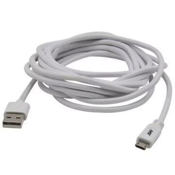 MOBILESPEC® 10 ft Nylon Wrapped White USB Charge and Sync Cable