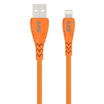 MobileSpec MB06724 10 ft PVC Hi-Vis Orange Charge & Sync Lightning to USB Cable
